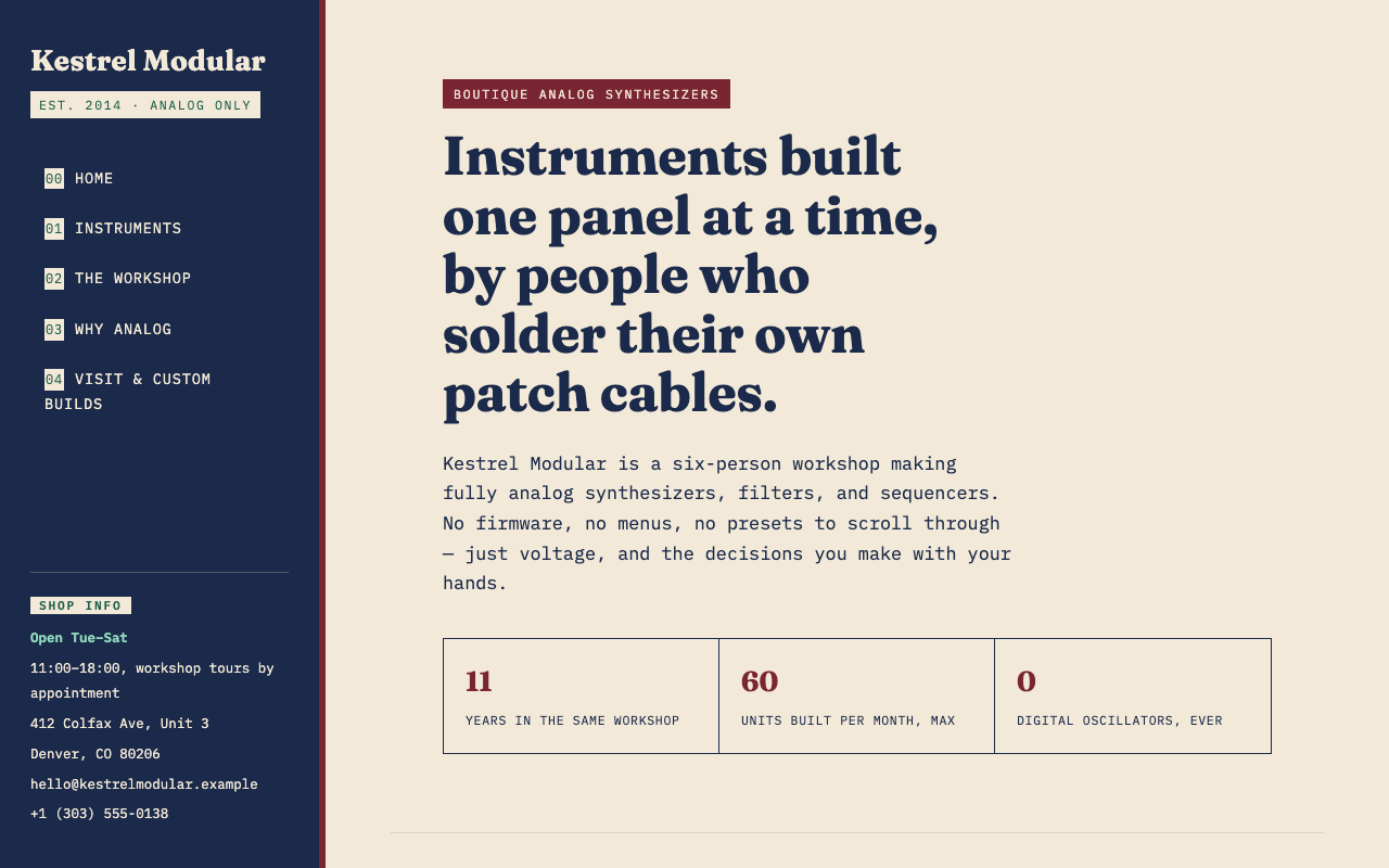 Kestrel Modular synthesizer shop example
