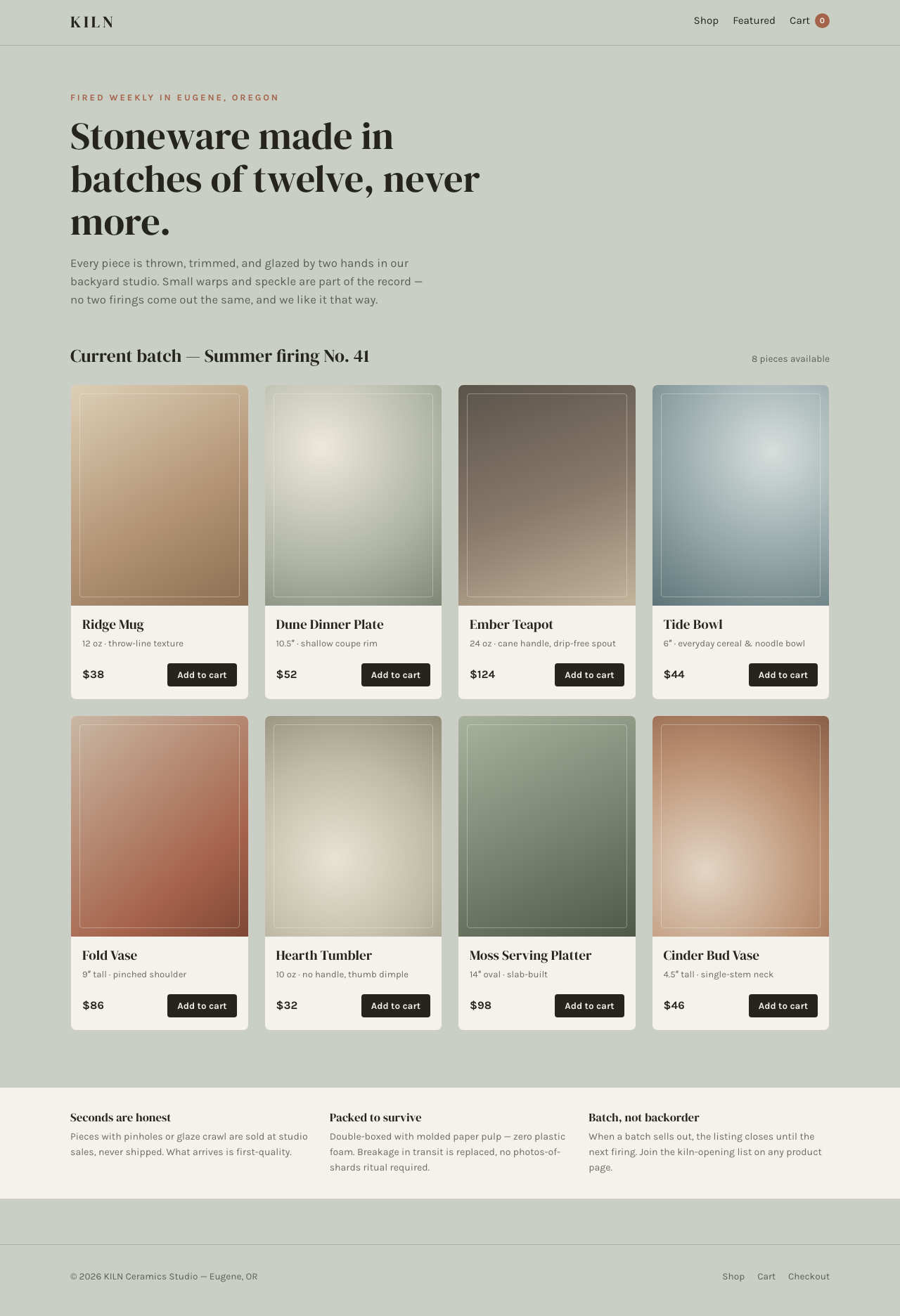 KILN small-batch ceramics store example