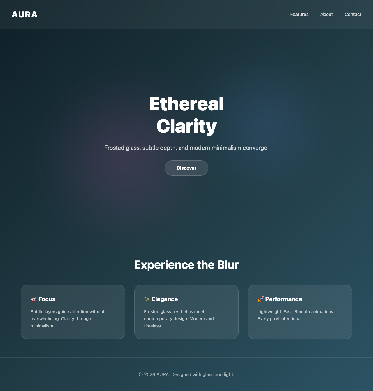 AURA glassmorphism design system example