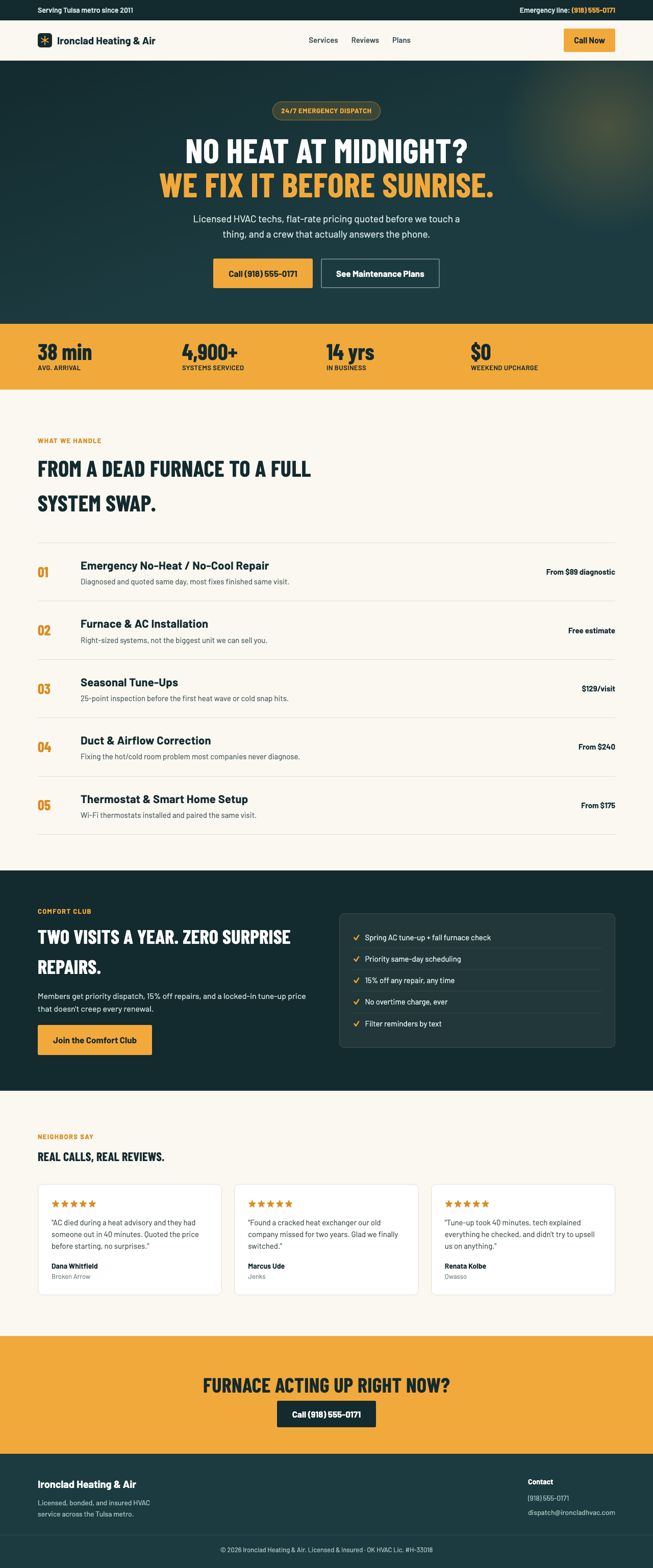 Ironclad Heating & Air redesign example