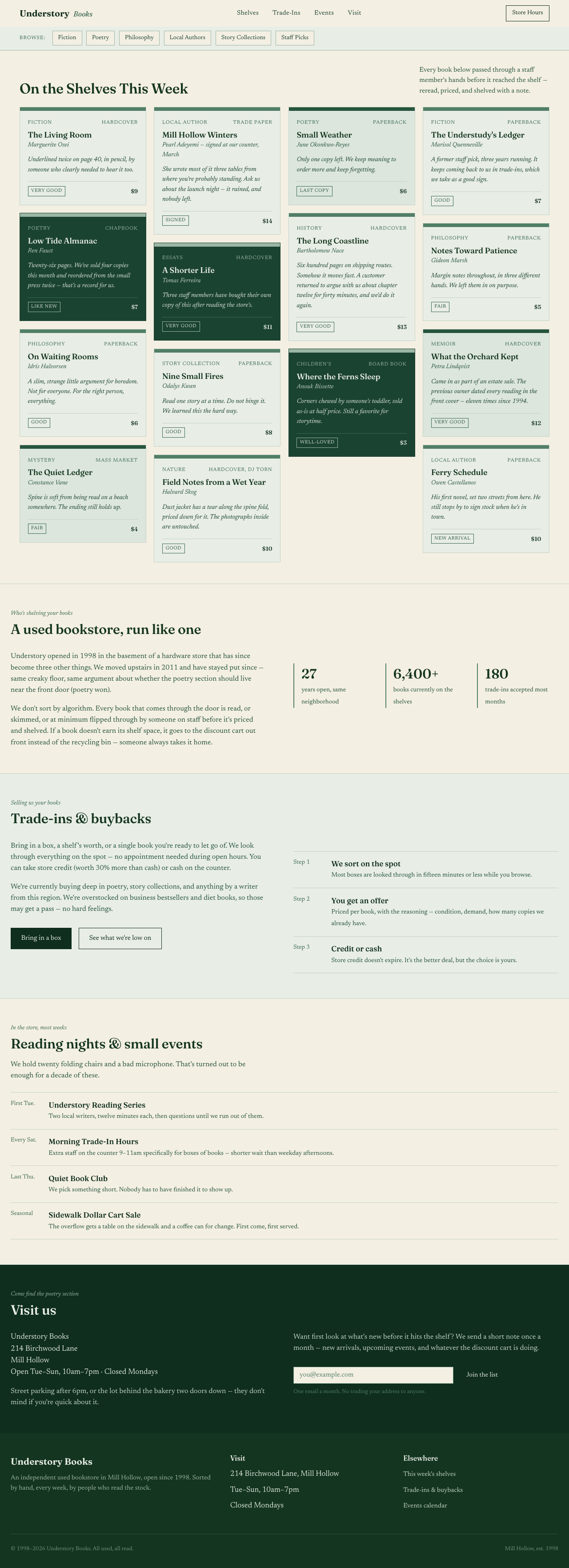 Understory Books indie bookshop example