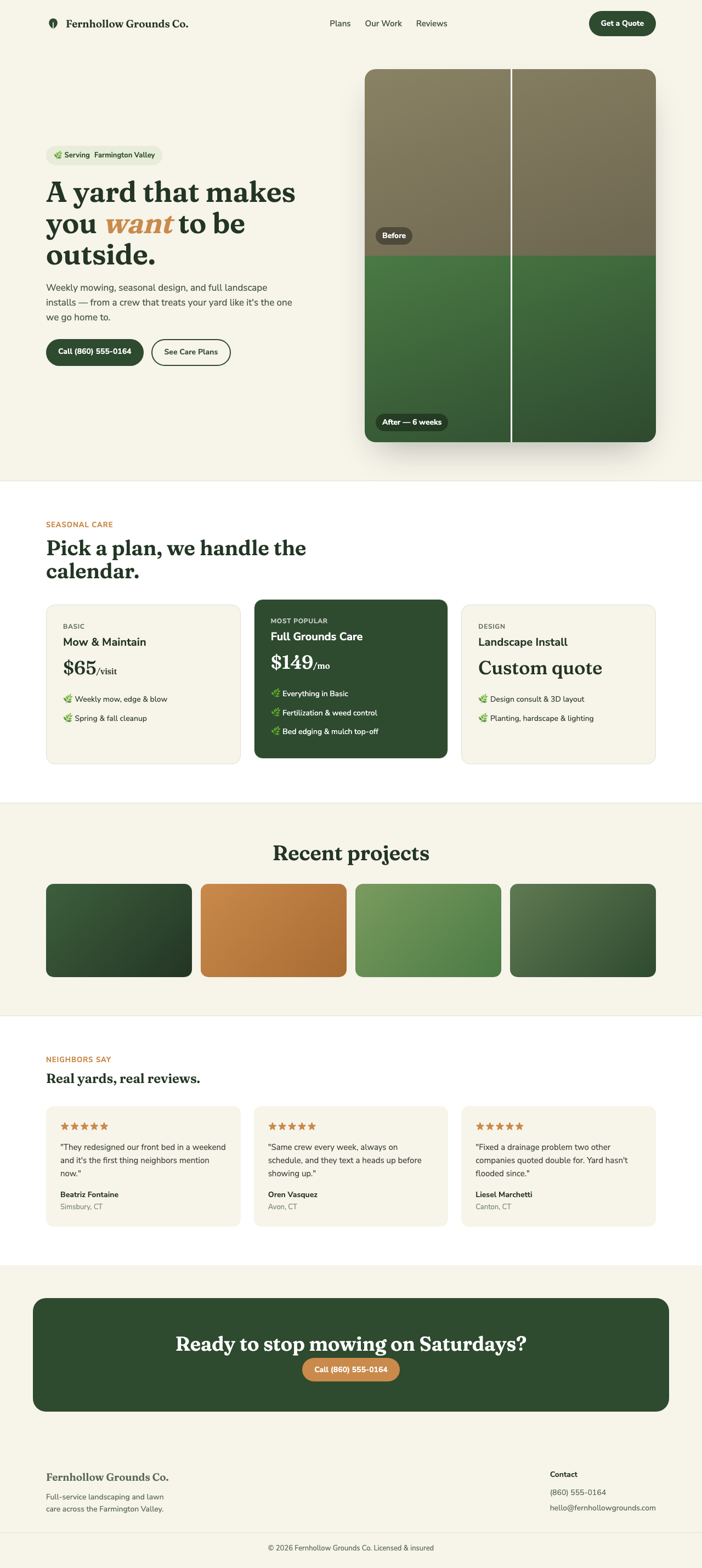 Fernhollow Grounds Co. redesign example