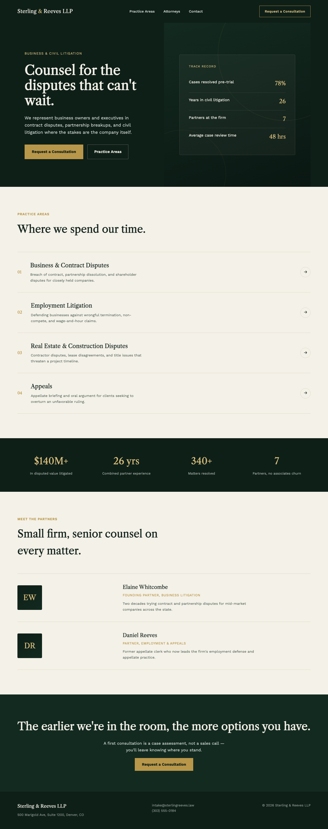 Sterling & Reeves LLP redesign example