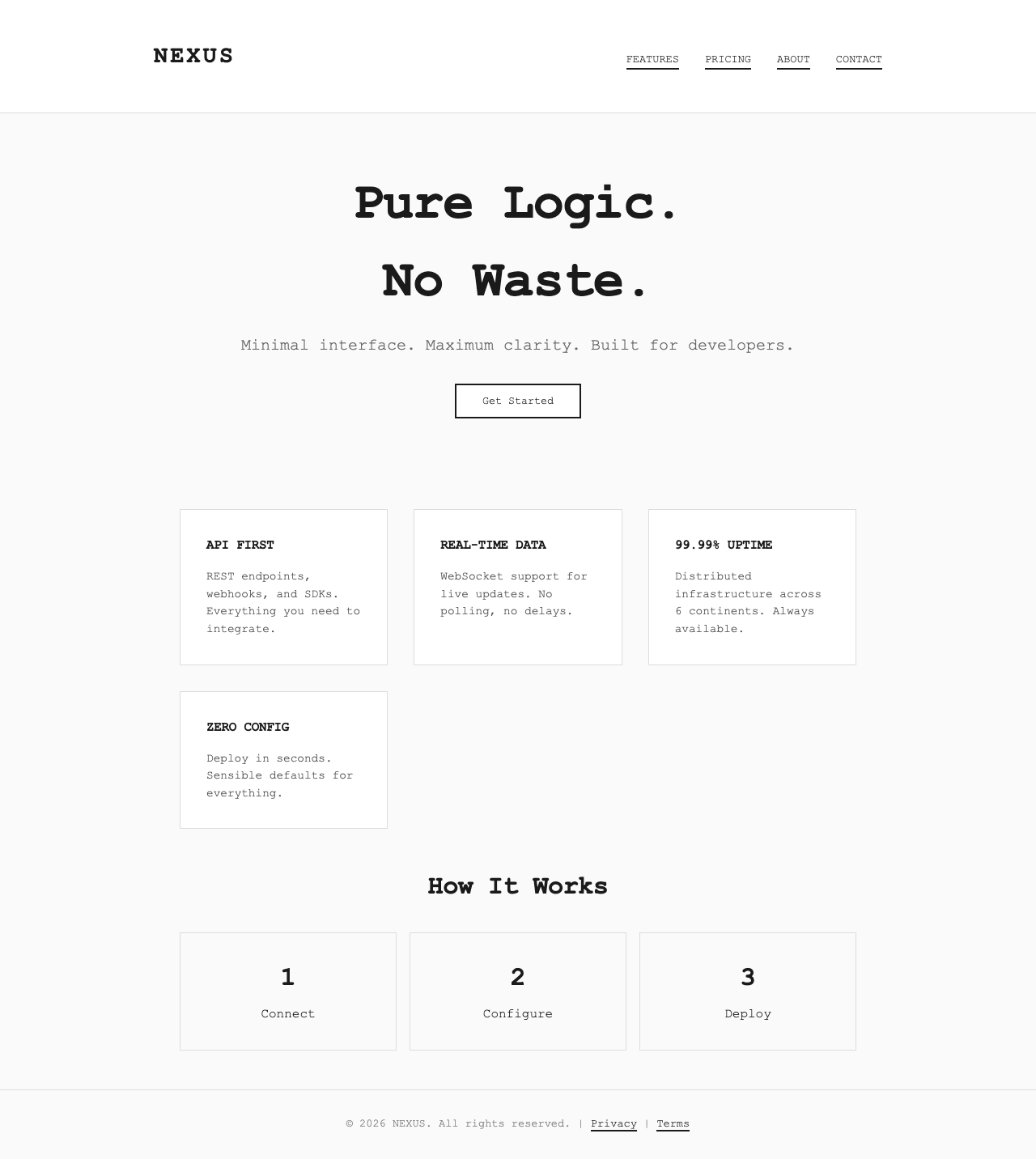 NEXUS minimal tech platform example