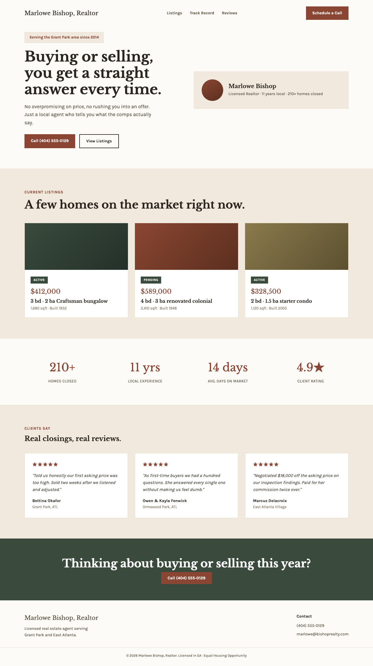 Marlowe Bishop, Realtor redesign example