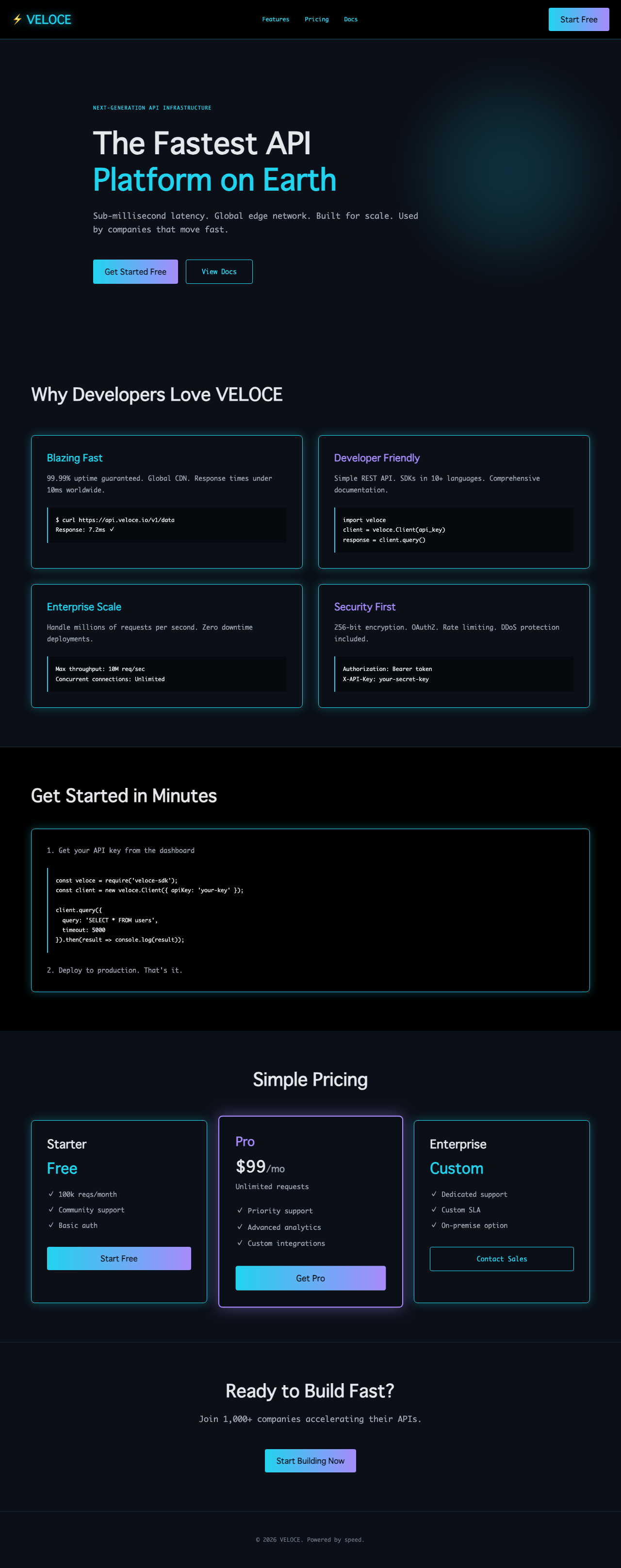 VELOCE API platform example