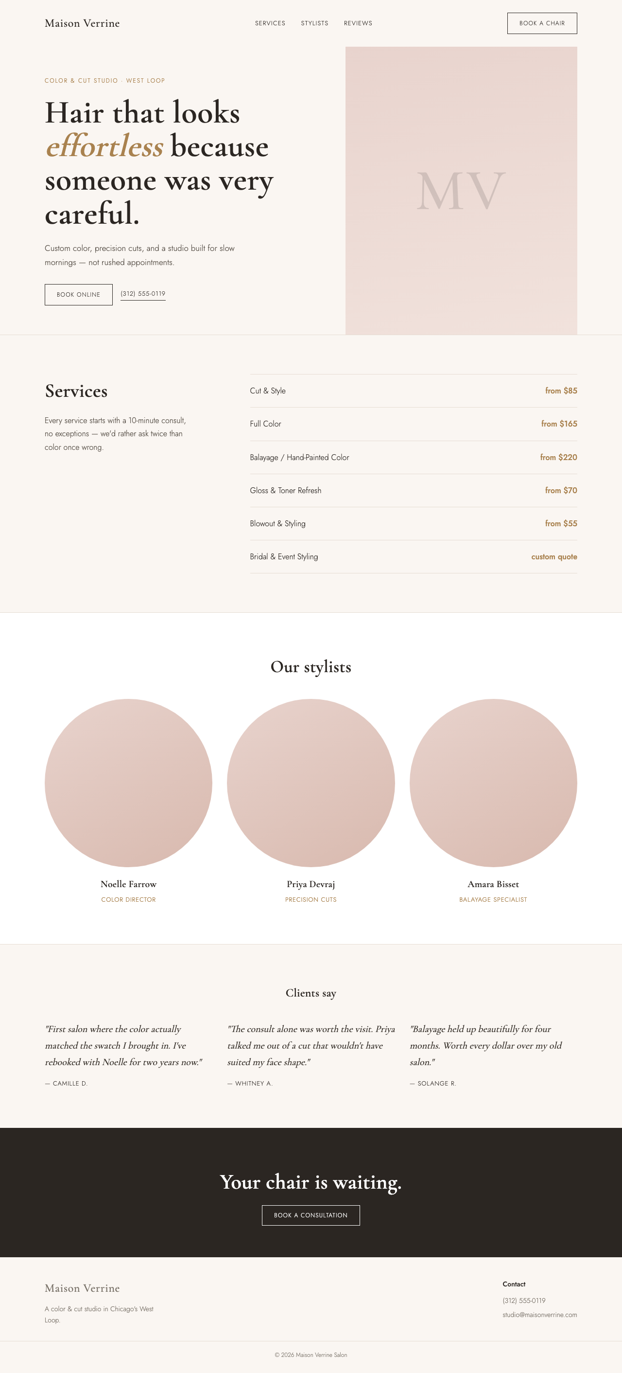 Maison Verrine Salon redesign example