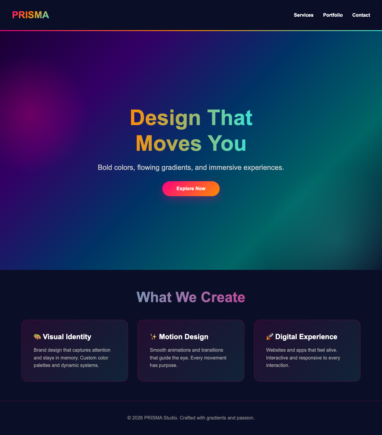PRISMA vibrant gradient design studio example